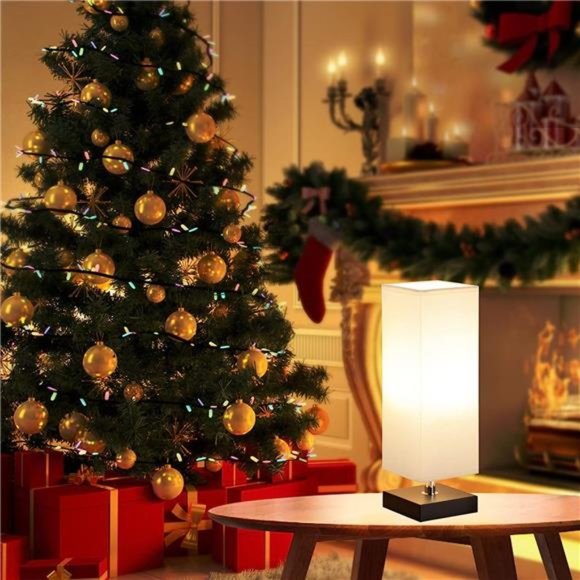 Small Table Lamp for Bedroom -Bedside Lamps for Nightstand,Minimalist Solid Wood - Picture 2 of 5